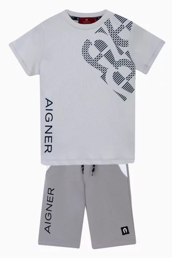 تي شيرت بطبعة شعار الماركة قطن