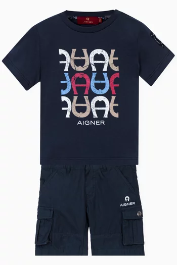 Repeated Graphic Print T-shirt in Cotton
