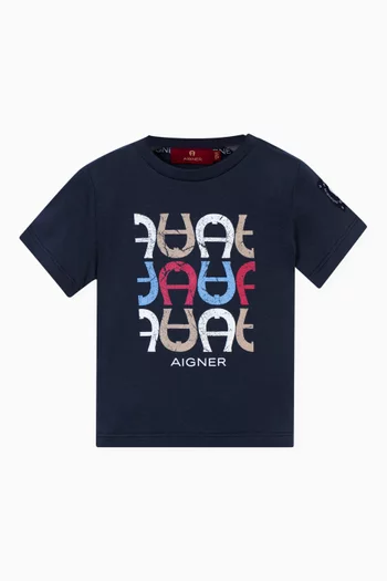 Repeated Graphic Print T-shirt in Cotton