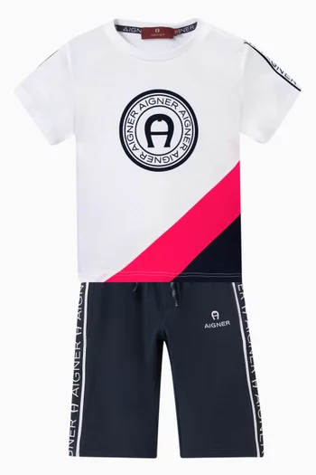 Colour-blocked Logo T-shirt in Cotton