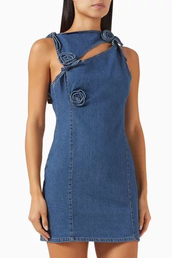 Flower Mini Dress in Denim