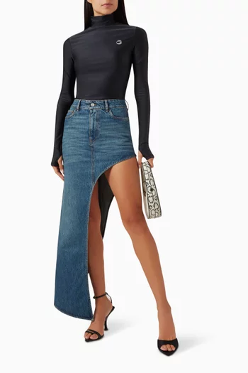 One-leg Maxi Skirt in Denim