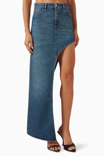 One-leg Maxi Skirt in Denim