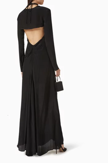 Violetta Detachable Bolero Maxi Dress in Crepe de Chine