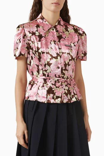 Floral-print Shirt in Satin