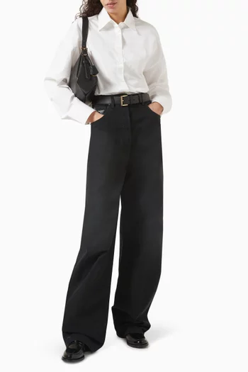 Drawstring Shirt in Cotton Poplin