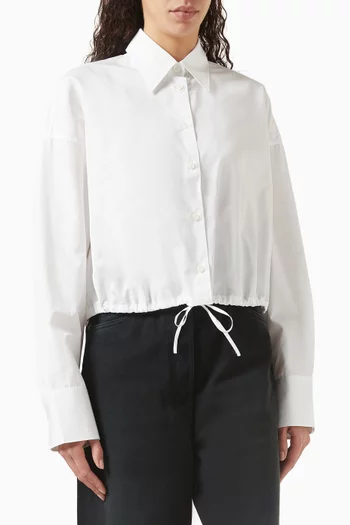 Drawstring Shirt in Cotton Poplin
