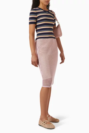 Striped Short-sleeve Sweater in Cotton