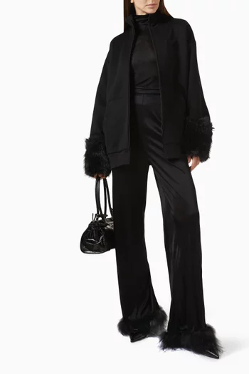 Fur-trim Sweatshirt in Fleece