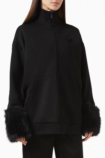 Fur-trim Sweatshirt in Fleece