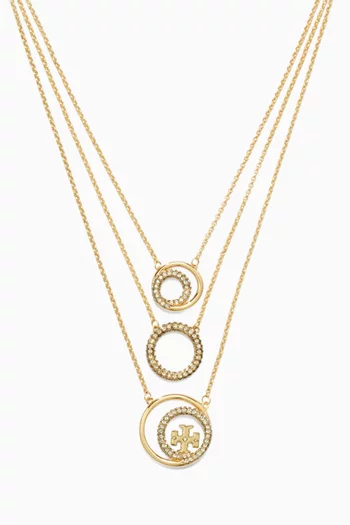 Miller Pavé Layered Pendant Necklace in 18k Gold-plated Brass