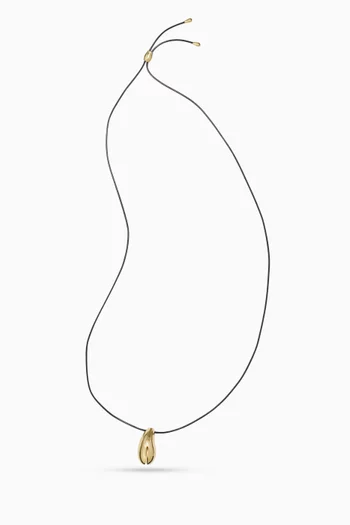 Wave Pendant Necklace in Leather & 18kt Gold-plated Brass