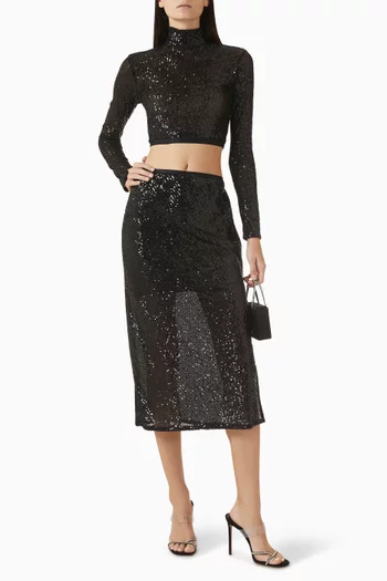 Sequin-embellished Crop Top