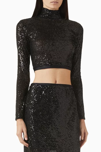 Sequin-embellished Crop Top