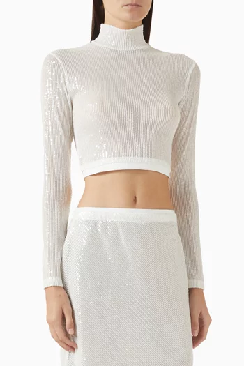 Sequin-embellished Crop Top