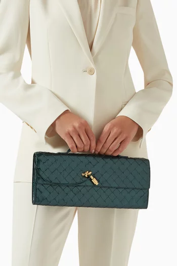 Andiamo Clutch in Intrecciato Laminated Leather