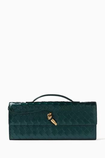 Andiamo Clutch in Intrecciato Laminated Leather