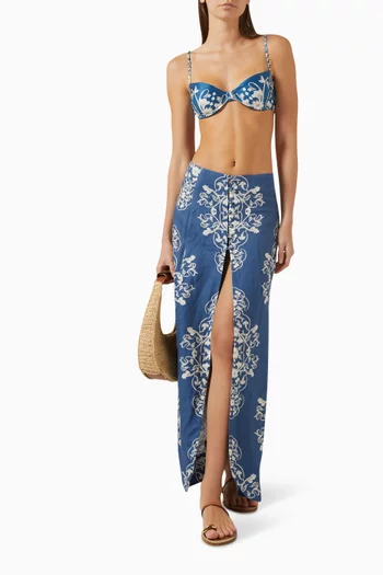 Printed Slit Pareo in Linen