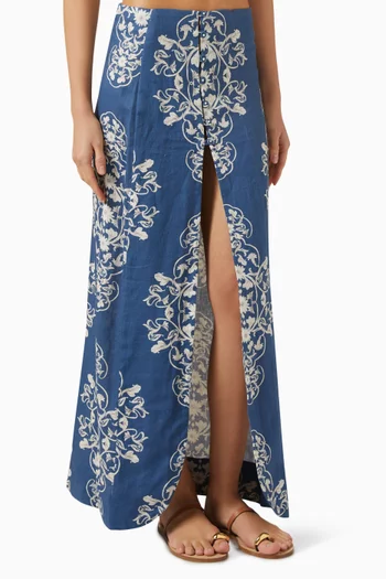 Printed Slit Pareo in Linen