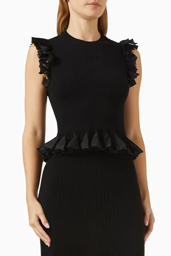 Leila Knit Ruffle Top in Viscose Blend