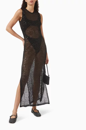 Sequin Cover-up Maxi Dress in Crochet