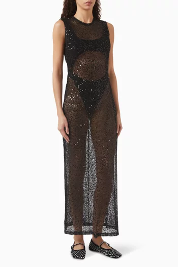 Sequin Cover-up Maxi Dress in Crochet
