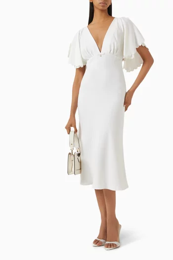 V-neck Midi Dress in Crepe