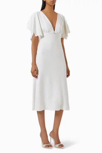 V-neck Midi Dress in Crepe