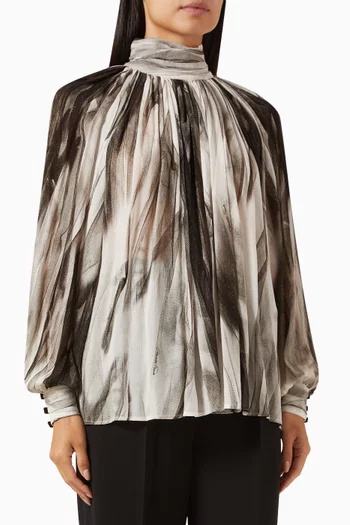 Tulle-print Blouse in Viscose