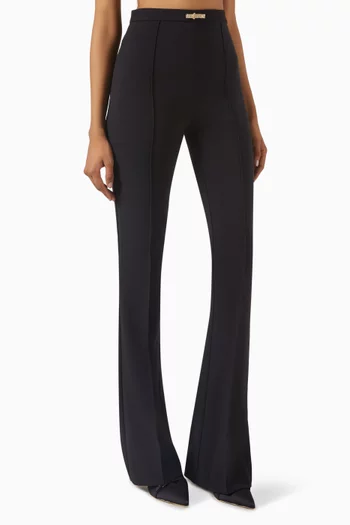 Bell Bottom Pants in Double-layer Crêpe