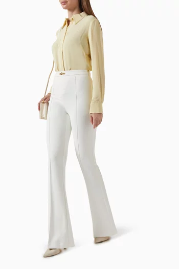 Bell Bottom Pants in Double-layer Crêpe