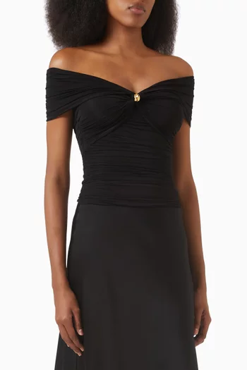 Jewel Detail Crop Top in Stretch Organza