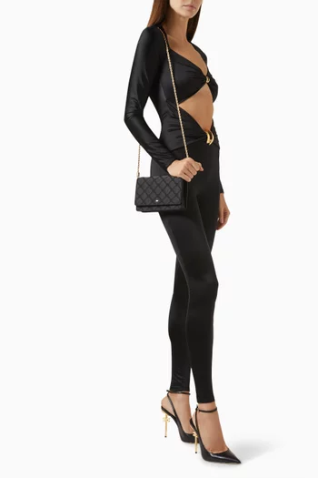 Small Embroidered Shoulder Bag in Satin
