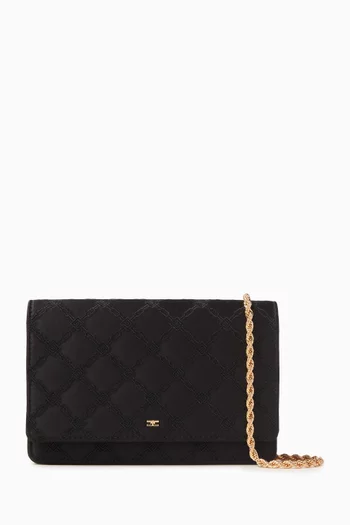 Small Embroidered Shoulder Bag in Satin