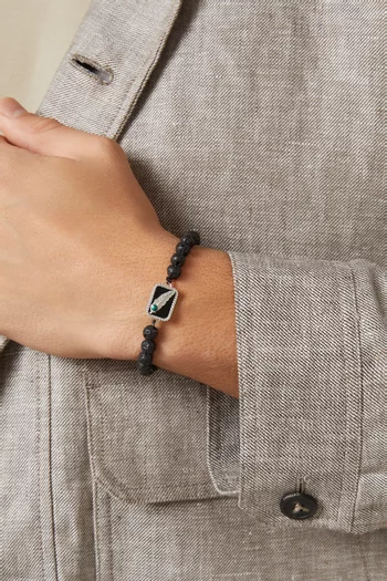 Lucky Feather Beaded Bracelet in Sterling Silver