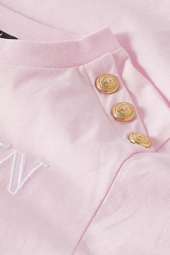 Embellished Button Logo T-shirt in Organic-cotton