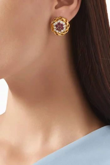 1980s Rediscovered Vintage Amethyst Earrings in Gold-plated Metal