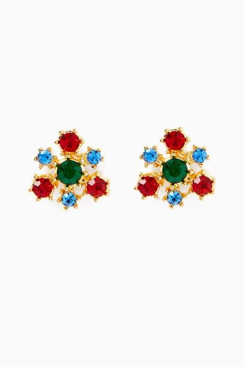 1980s Rediscovered Vintage Jewel Earrings in Gold-plated Brass
