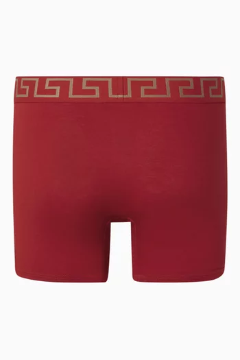 Greca Border Long Boxer Briefs in Organic Cotton