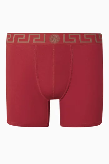 Greca Border Long Boxer Briefs in Organic Cotton