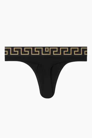Greca Border Thong Briefs in Organic Cotton