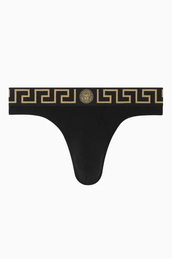 Greca Border Thong Briefs in Organic Cotton