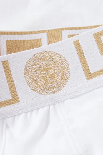 Greca Border Long Boxer Briefs in Organic Cotton