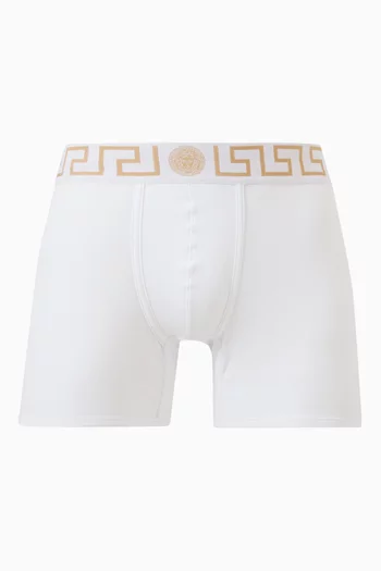 Greca Border Long Boxer Briefs in Organic Cotton