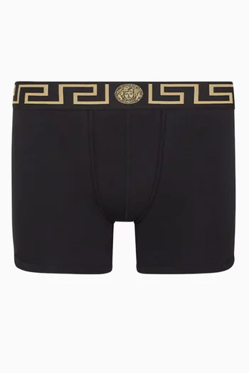 Greca Border Long Boxer Briefs in Organic Cotton