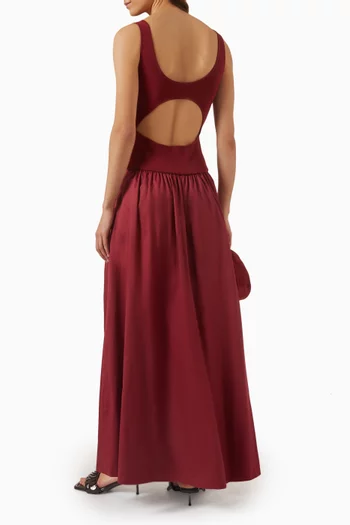 Bateau Cut-out Maxi Dress in Viscose Blend & Cotton