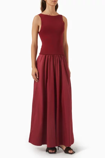 Bateau Cut-out Maxi Dress in Viscose Blend & Cotton