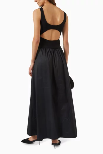 Bateau Cut-out Maxi Dress in Viscose Blend & Cotton