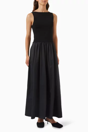 Bateau Cut-out Maxi Dress in Viscose Blend & Cotton