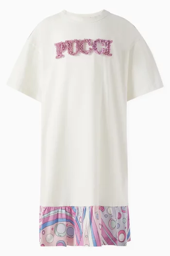 Logo Ruffle T-shirt Dress in Jersey